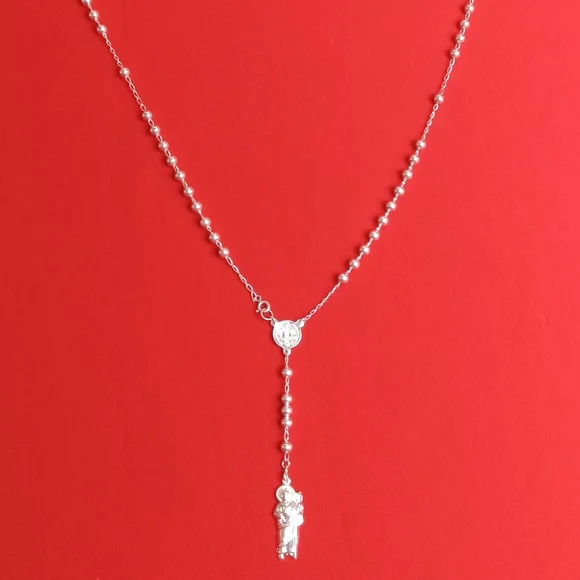 925 sterling SILVER men and women/Catholic ROSARIO necklace - Picture 12 of 16